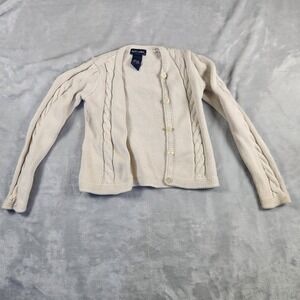 RALPH LAUREN Youth Girls Cream Cable Knit Cardigan Sweater size 6
